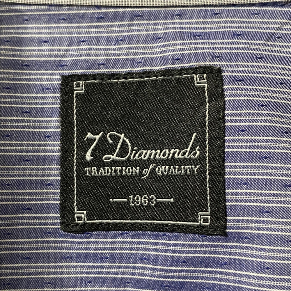 7 Diamonds ‘Look into my eyes’ woven sport shirt long-sleeve striped snap up Med - Picture 4 of 5